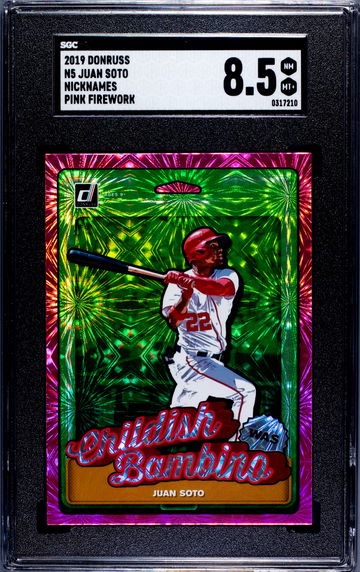 2019 Donruss Nicknames Pink Firework#5 Juan Soto SGC 8.5 