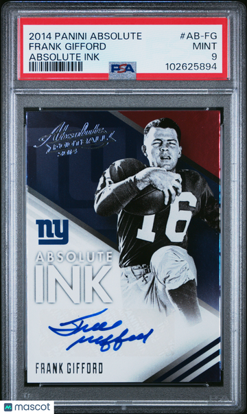 2014 Panini Absolute Absolute Ink Frank Gifford #AB-FG PSA 9