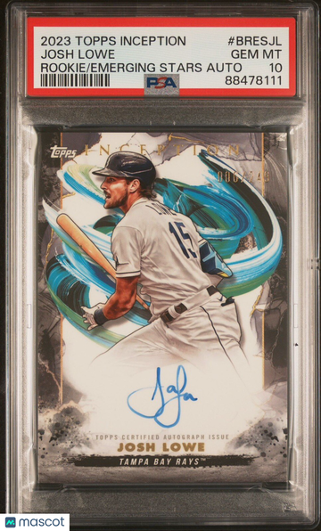 2023 Inception Josh Lowe #BRES-JL Inception PSA 10 Topps