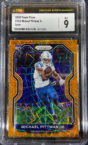 2020 Panini Prizm ORANGE LAZER ROOKIE Michael Pittman Jr CSG 9 MINT