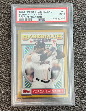 2020 Topps Finest Yordan Alvarez RC Flashbacks Gold /50 PSA 9 Mint Astros