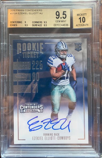 Ezekiel Elliott 2016 Contenders Rookie Ticket Auto BGS 9.5 Gem Mint Auto 10