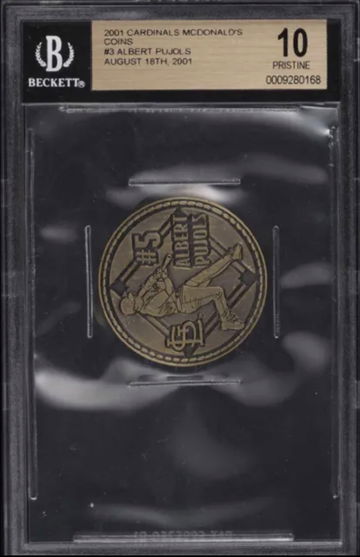 2001 Cardinals McDonald’s Coins Albert Pujols Rookie Coin #3 August 18, 2001 BGS 10 Pristine