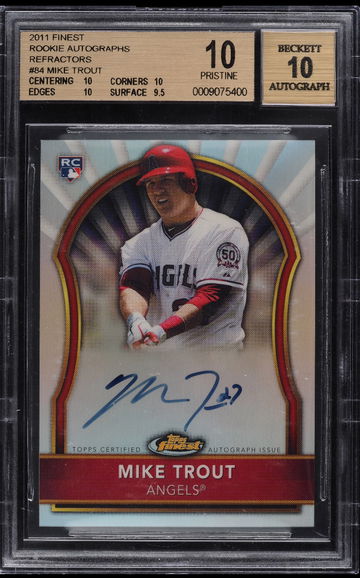 (POP 1) 2011 Topps Finest Mike Trout Refractor Auto #/499 BGS 10 Pristine (SHIPS FROM PWCC VAULT)