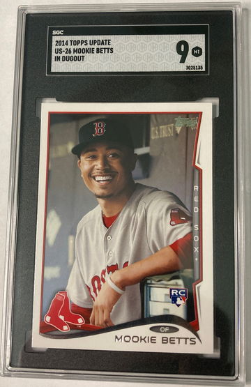 2014 Topps Update Mookie Betts in dugout sp sgc 9