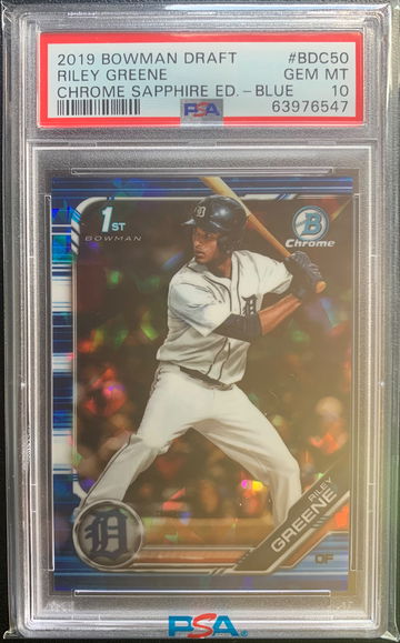 2019 Bowman Draft Sapphire Blue #/99 Riley Greene 1st BDC-50 - PSA 10 Gem Mint 
