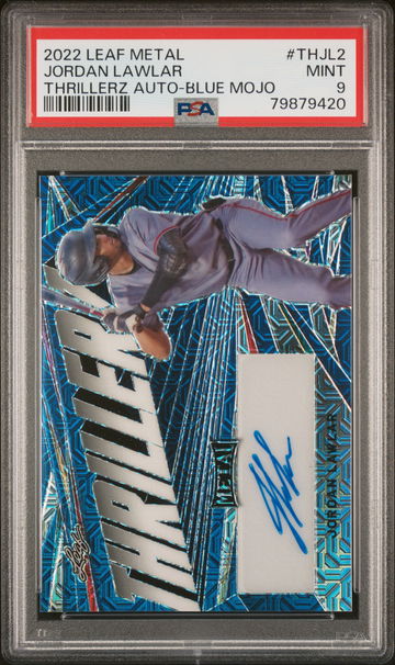 2022 Leaf Metal Thrillerz Autographs Blue Mojo Jordan Lawlar 2/4 PSA 9
