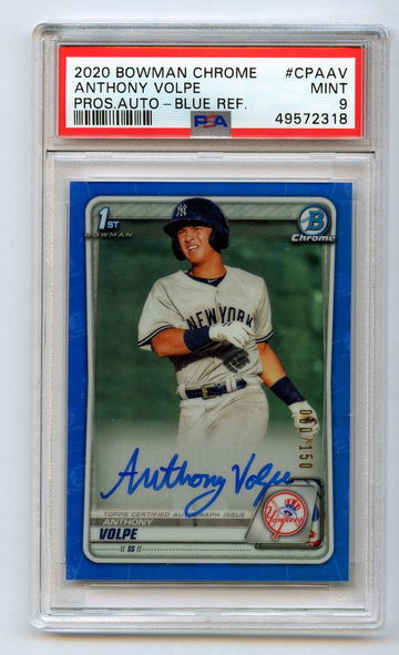 ANTHONY VOLPE 2020 Bowman Chrome Rookie /150 Blue Auto Autograph PSA 9 Refractor