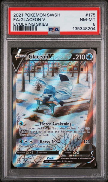 2021 Pokemon Sword and Shield Evolving Skies Glaceon V #175 PSA 8