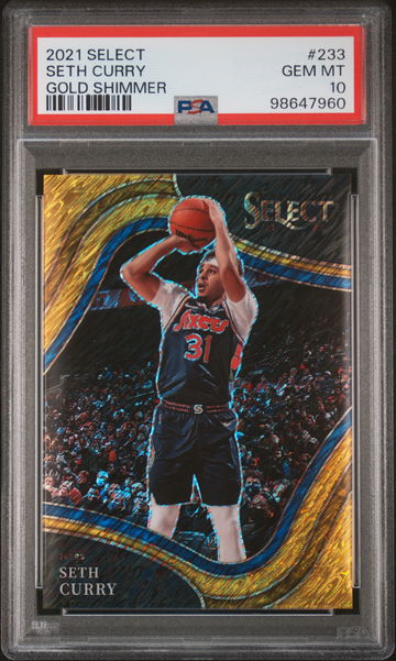 2021 Panini Select Gold Shimmer Prizm Seth Curry #233 Courtside /10 PSA 10