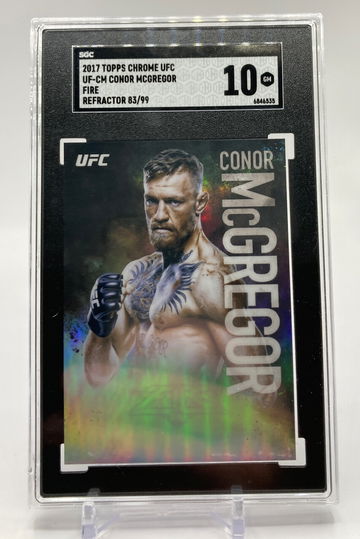 2017 Topps Chrome Fire Refractors UF-CM Conor McGregor serial # 63/99 graded SGC 10
