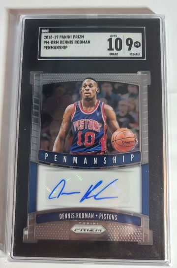 Dennis Rodman 2018-19 Prizm Penmanship Auto SGC 9