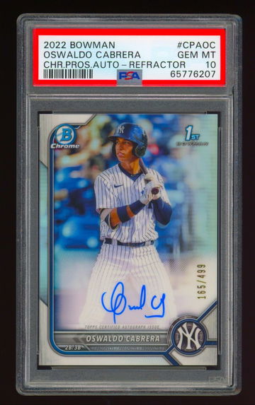 2022 Bowman Chrome OSWALDO CABRERA Refractor Auto RC PSA 10 Autograph #165/499