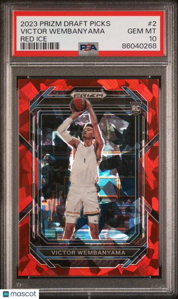 PSA 10 2023 Panini Prizm Draft Picks Victor Wembanyama Red Ice Rookie #2