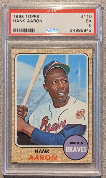 1968 Topps Hank Aaron Centered PSA 5