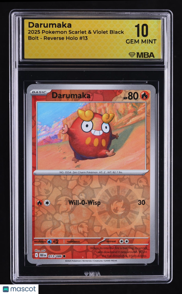 2025 Pokemon Scarlet & Violet Black Bolt Darumaka Reverse Holo MBA 10 #13