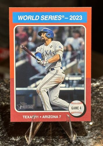 2024 Topps Heritage RED Border SP GAME 4 WORLD SERIES Rangers Diamondbacks
