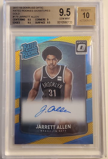JARRETT ALLEN 2017-18 OPTIC GOLD AUTO #'D 1/10 BGS 9.5/10