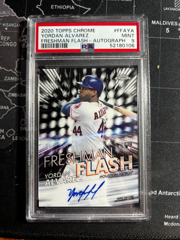 2020 Topps Chrome Yordan Alvarez Freshman Flash Auto PSA 9