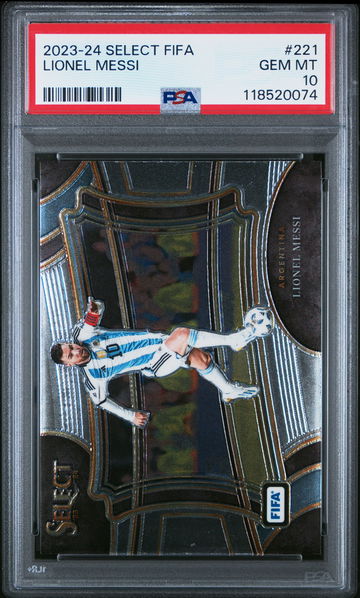 2023-24 PANINI SELECT FIFA LIONEL MESSI FIELD LEVEL SP #221 PSA 10