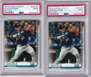 Lot of 2 2019 Topps Update Keston Hiura RC US150