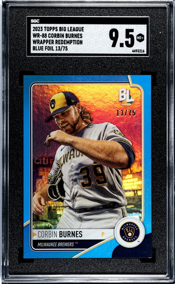 2023 Topps Big League Wrapper Redempt Blue Foil Corbin Burnes #WR-88 /75 SGC 9.5