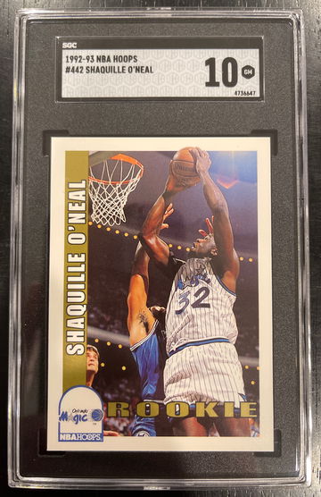 Shaquille O’Neal rookie hoops 442 sgc 10 1992 topps