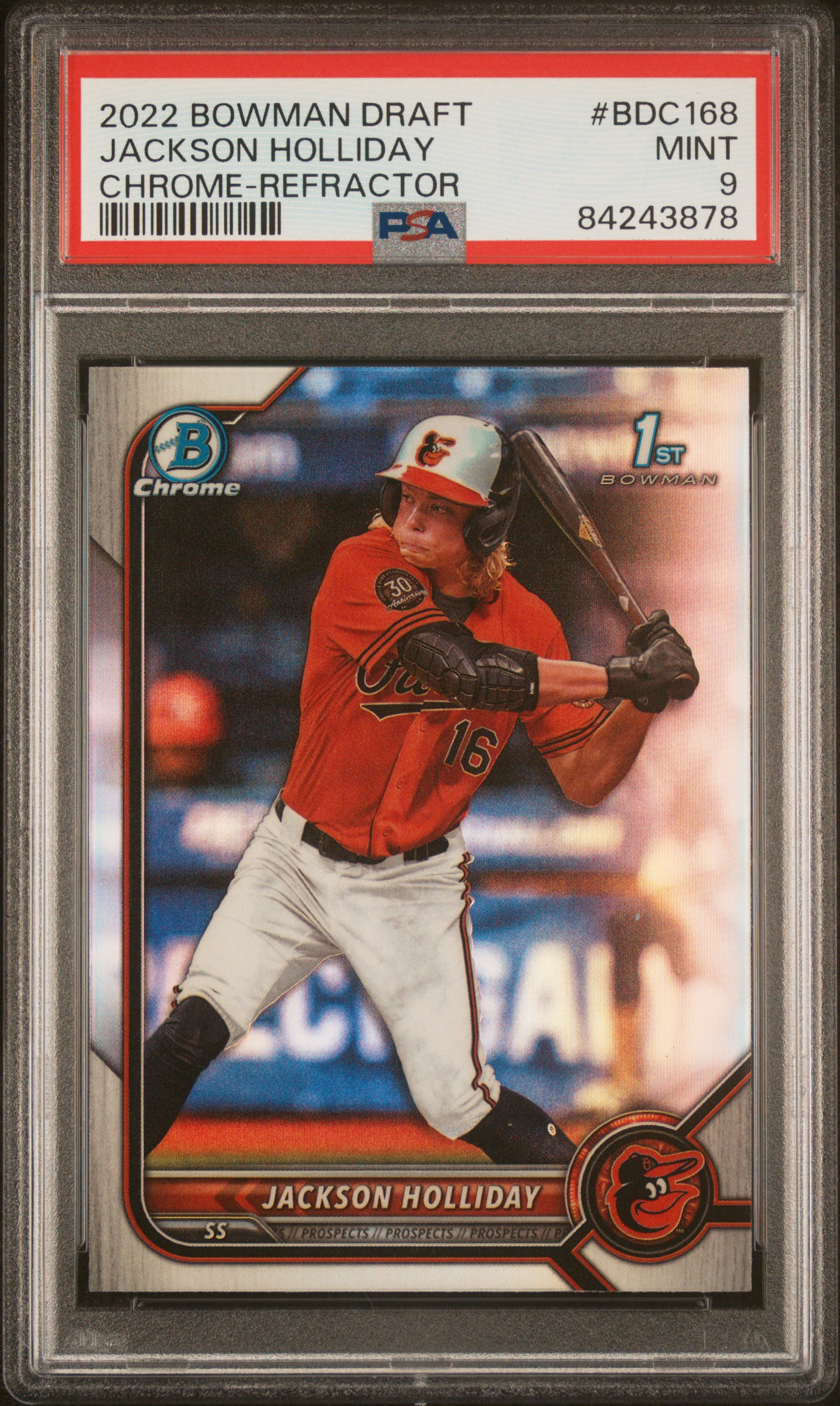2022 2022 Bowman Draft Jackson Holliday #BDC168 Chrome-Refractor PSA 9