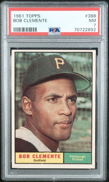 1961 TOPPS BOB CLEMENTE #388 PSA 7 NEW LABEL VINTAGE BASEBALL PIRATES HOF