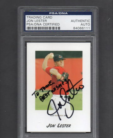 Jon Lester Signed Autographed 2004 Just Rookies #44 PSA DNA COA RC "To: To Me"