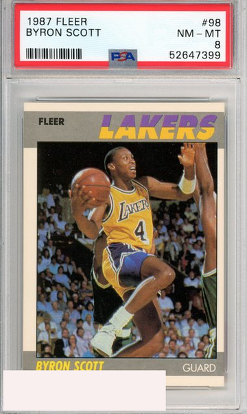 1987 FLEER BYRON SCOTT #98 LOS ANGELES LAKERS PSA 8 NM-MT