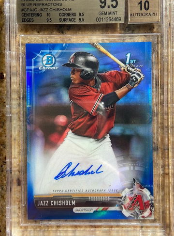 2017 Jazz Chisholm Bowman Chrome Blue Refractor /150 Auto Autograph BGS 9.5 10 RC