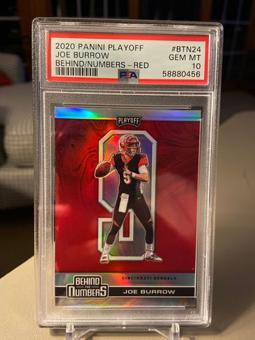 2020 Panini Playoff Joe Burrow Behind The Numbers RED PSA 10