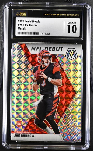 2020 Panini Mosaic Joe Burrow Rookie Silver Mosaic Prizm CSG 10