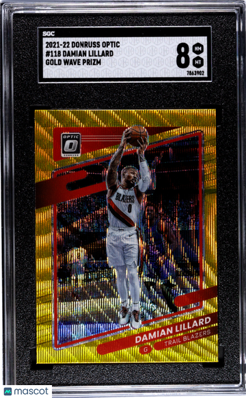 2021 Donruss Optic Damian Lillard #118 Gold Wave Prizm SGC 8
