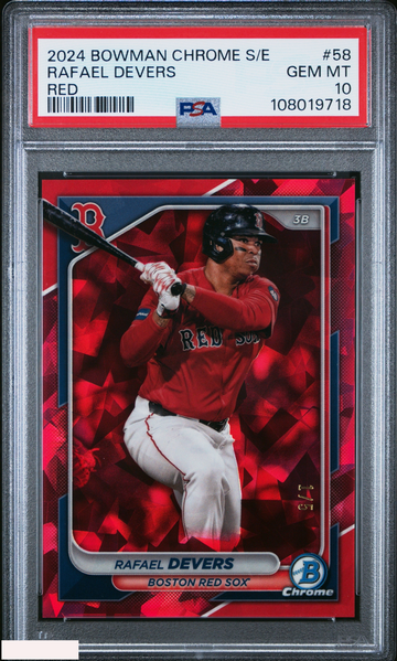 2024 BOWMAN CHROME SAPPHIRE EDITION RAFAEL DEVERS #58 RED 1 OF 5 PSA 10 GEM MT