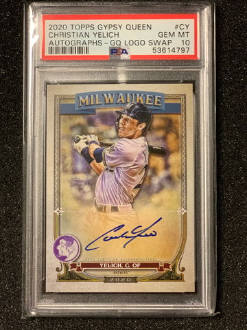 2020 Topps Gypsy Queen GQ Logo Swap Variation /99 Christian Yelich #GQA-CY Auto PSA 10