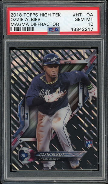 TOPPS HIGH TEK OZZIE ALBIES BRAVES ROOKIE MAGMA PSA 10  POP 2!