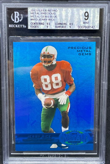 2012 Fleer Retro Precious Metal Gems PMG Blue /50 Jerry Rice BGS 9