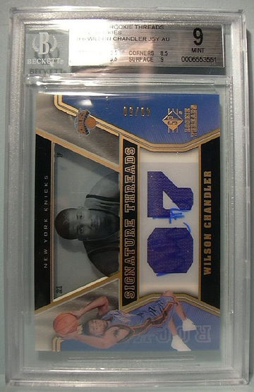 2007-08 SP ROOKIE THREADS GOLD ROOKIES #66 WILSON CHANDLER AUTO 40/50 BGS 9 MINT