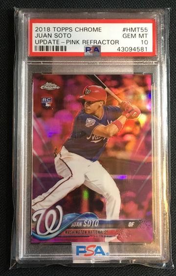 2018 Topps Chrome Update PINK REFRACTOR Juan Soto ROOKIE #HMT55 PSA 10 EBAY AUTHENTICATED
