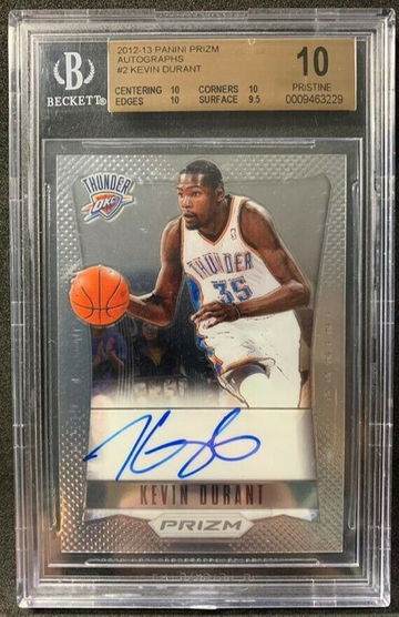 BGS 10 Double 10/10 Kevin Durant AUTOGRAPH AU AUTO 2012-13 Panini First Prizm #2 - DHL Express Air 5-6 Days