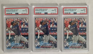 (3) Ronald Acuna Jr. Topps Holiday 2018 Rookie PSA 10