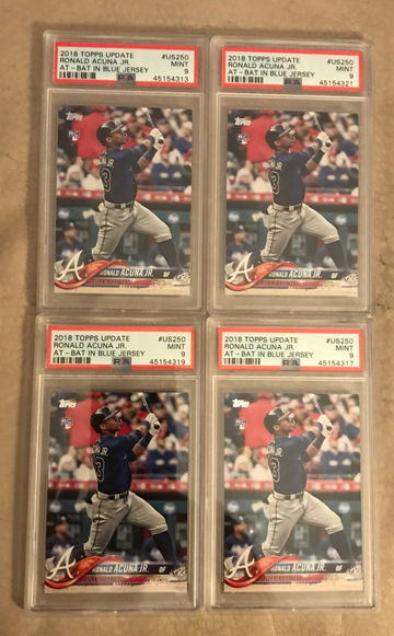 (4) 2018 Topps Update Ronald Acuna Jr RC PSA 9