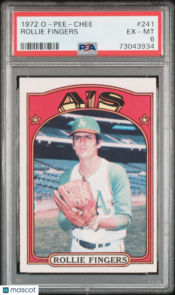 1972 O-Pee-Chee Baseball Rollie Fingers #241 PSA 6