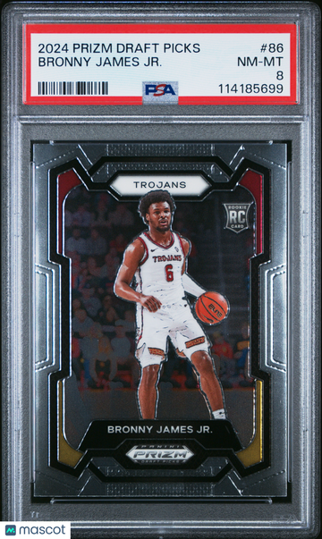 2024 Panini Prizm Draft Picks Bronny James JR. #86 PSA 8