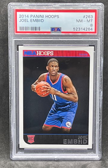 2014 NBA Hoops Joel Embiid PSA 8 Rookie RC