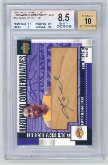 2004-05 Upper Deck Hardcourt Hardwood Commemoratives #KB Kobe Bryant SP - BGS 8.5 / Auto 10