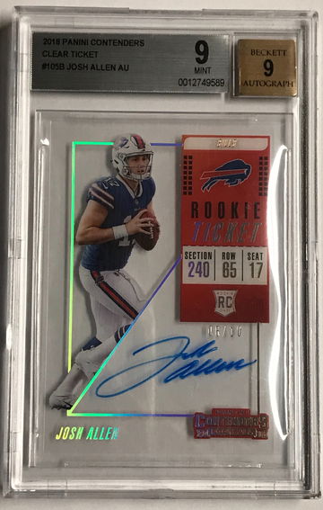 2018 Josh Allen Rookie Ticket Clear Acetate Variation /10 BGS 9 Auto 9 Mint