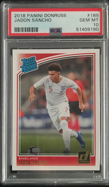 Jadon Sancho 2018 Panini Donruss #189 Rookie RC PSA 10 Gem Mint England Manchester United